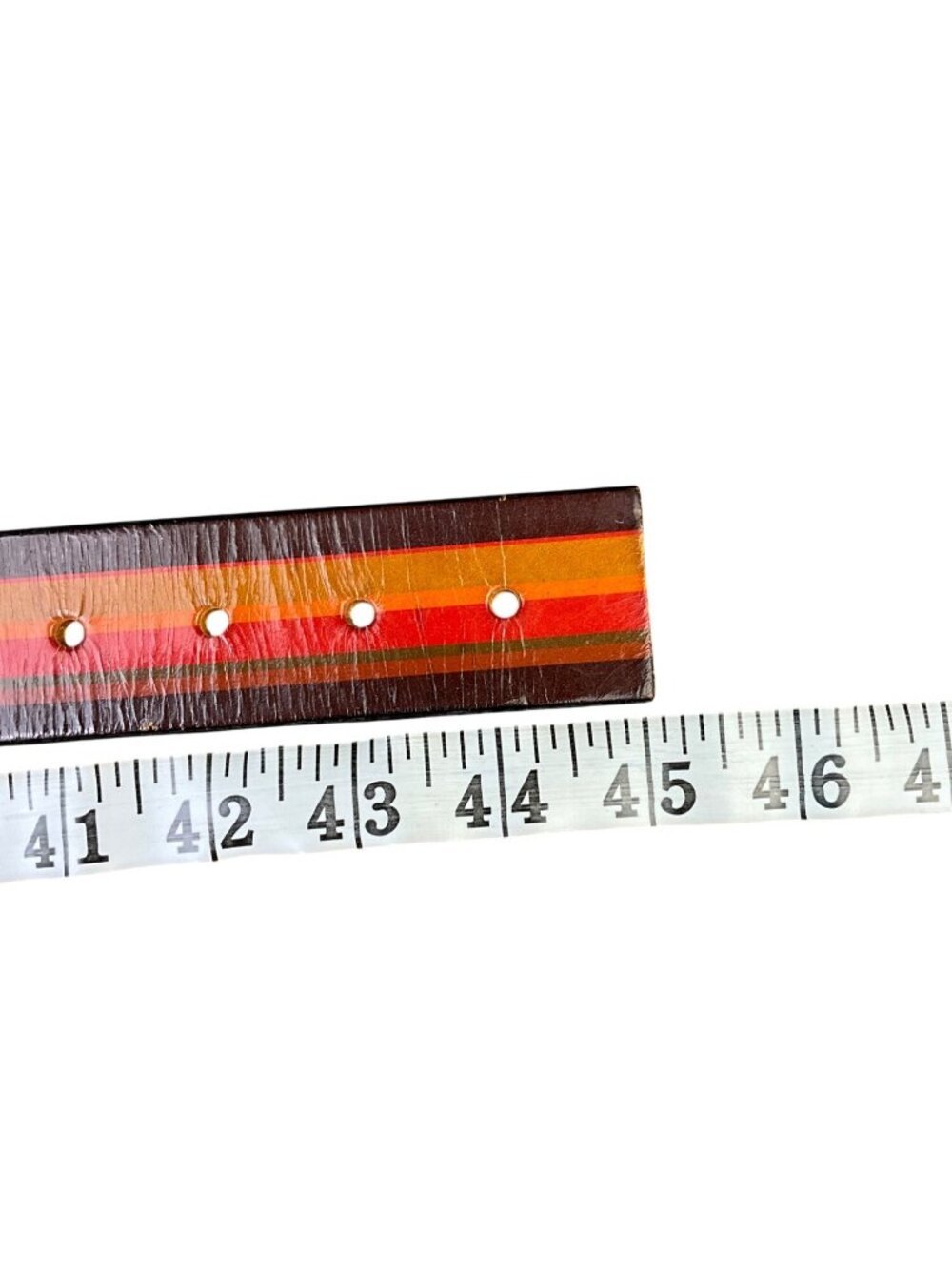 Jon Wye Mens Red & Brown Leather Belt Striped Adjustable Design Made In USA image 6
